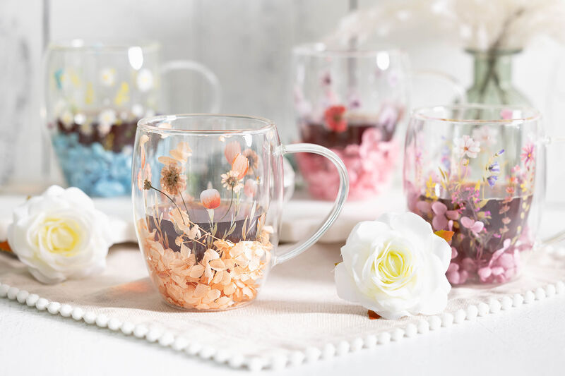 Jeanne Fitz Double Wall Flower Mugs, Assorted Colors, Set of 4 image number 5
