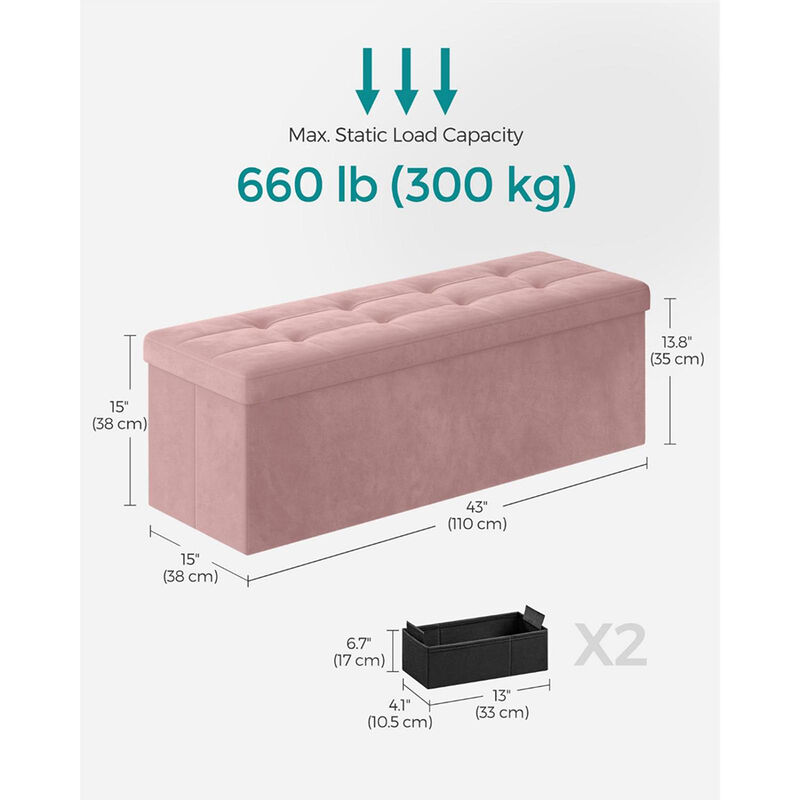 Storage Chest Ottoman with Bench Seat – Dual-Purpose Furniture with 660 lb Load for Blankets and Décor