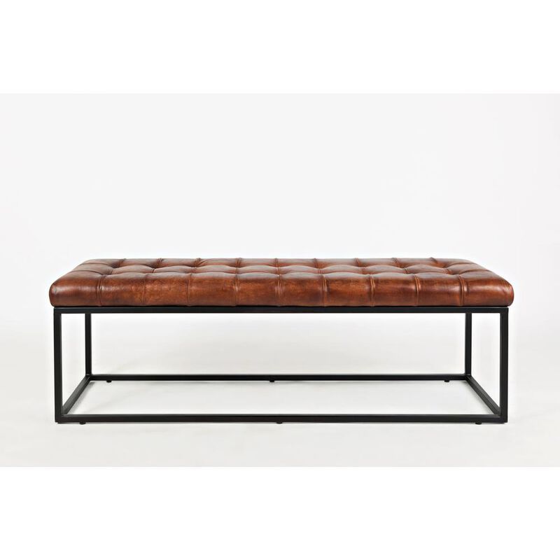 Jofran 55 Genuine Distressed Leather Ottoman Bench image number 1