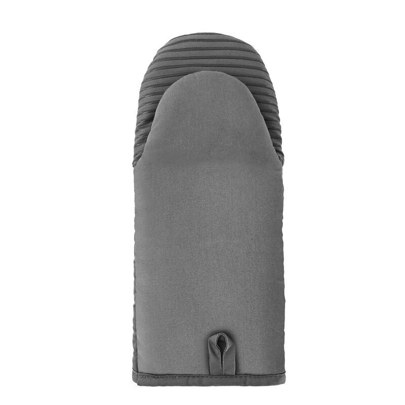 Lightweight Cotton Oven Mitts with Silicone Strips, Heat Resistant Baking Gloves, Set of 2 with Hooks-Grey image number 4