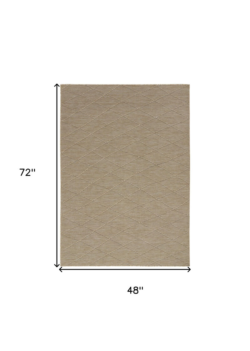 HomeRoots 4' X 6' Natural And Light Brown Geometric Indoor Outdoor Area Rug image number 3