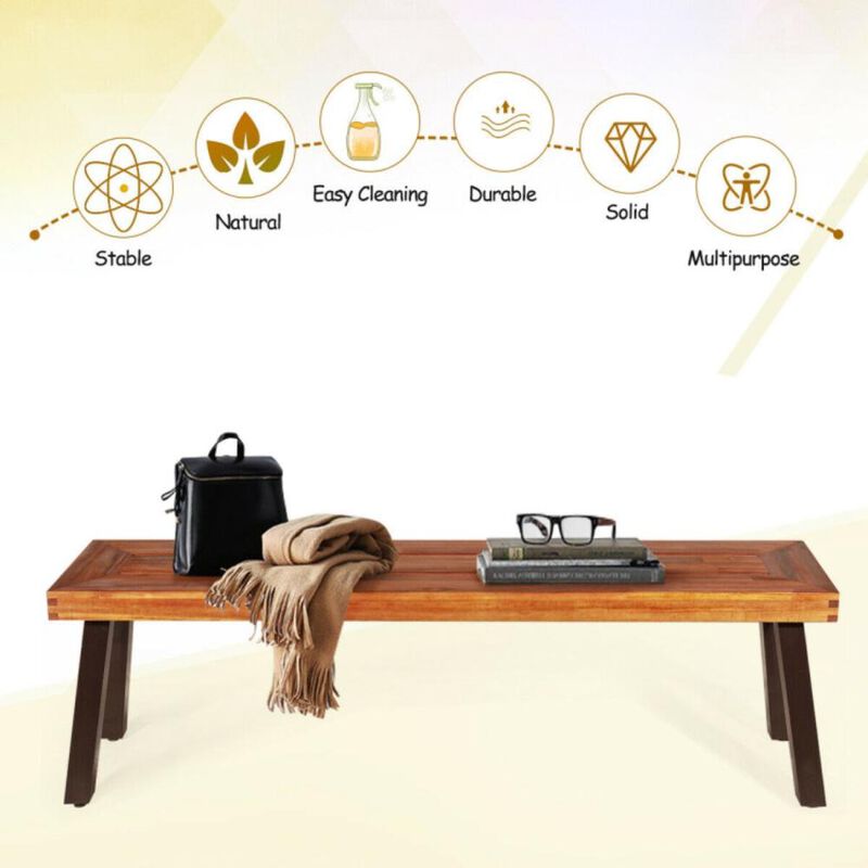 Hivvago Set of 2 Patio Acacia Wood Dining Benches