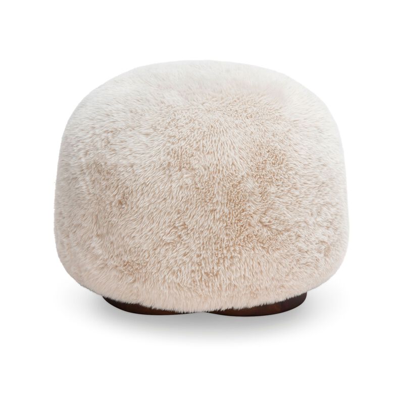 Oopa Cream Contract-Grade Straight Vegan Shearling Swivel Ottoman image number 0