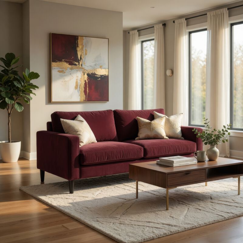Rumi Loveseat, Track Arms w Piping, Foam Fill Upholstery image number 1