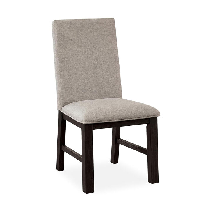 Renu 7pc Dining Table and Chair Set, 72 Inch Top, Gray Linen, Black - Benzara