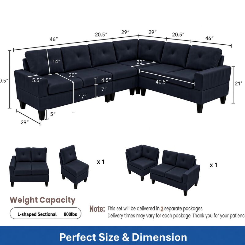 Cetfef Modular L-Shaped Sectional Sofa image number 9