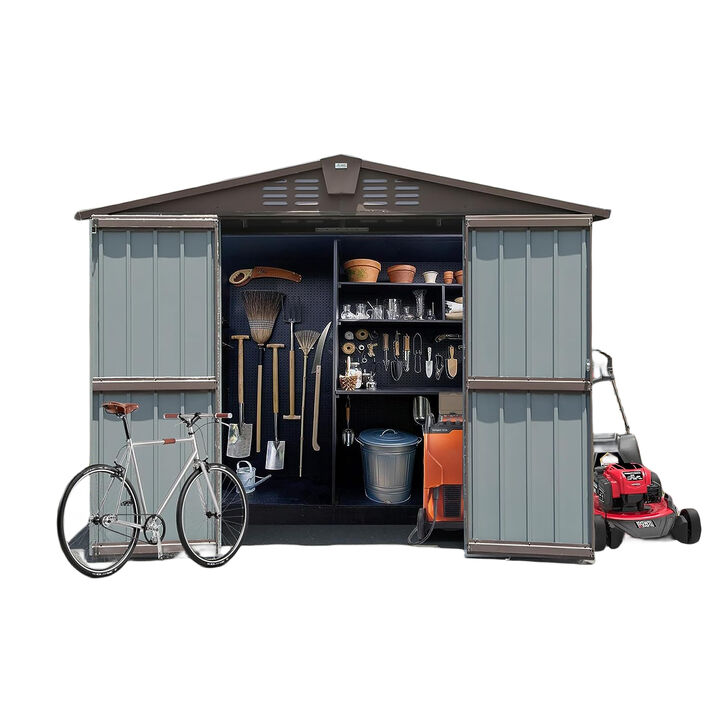 Streamdale Metal Outdoor Storage Shed 8.2' x 6.2' with Double Doors