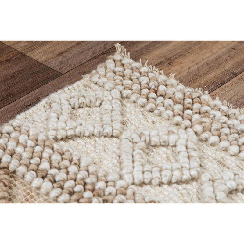 Hand Woven Flat Weave Pile Wool/ Polyester Rug, 7'6" x 9'6"