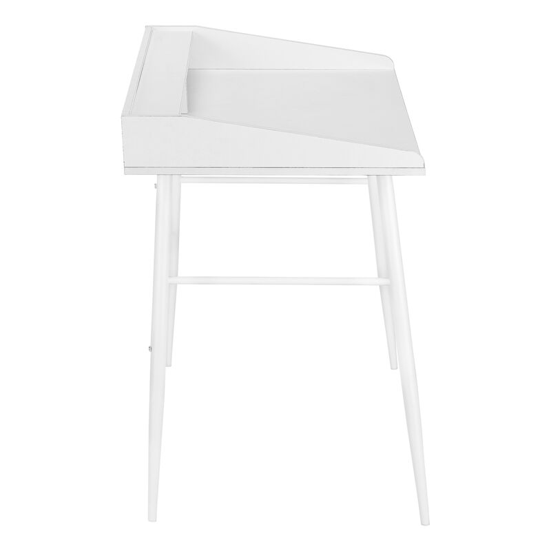 Monarch Specialties I 7535 Computer Desk, Home Office, Laptop, Storage Shelves, 48"L, Work, Metal, Laminate, White, Contemporary, Modern