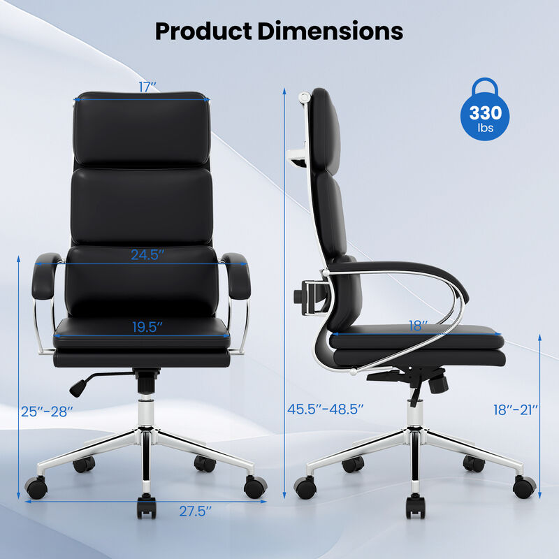 Ergonomic Leather Desk Chair with Adjustable Height and Rocking Function image number 2