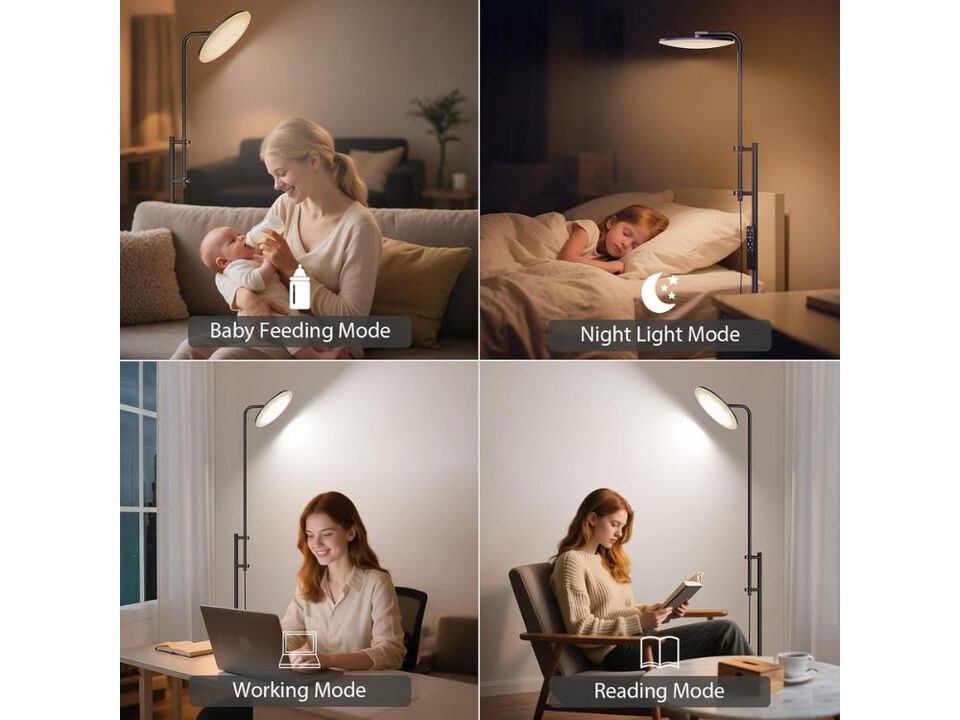 Super Bright LED Floor Lamp with Remote Control Adjustable Head for Home