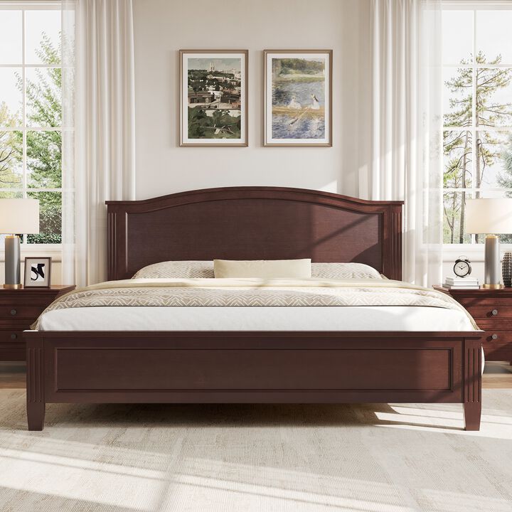 Merax Full Size Wooden Platform Bed with Headboard
