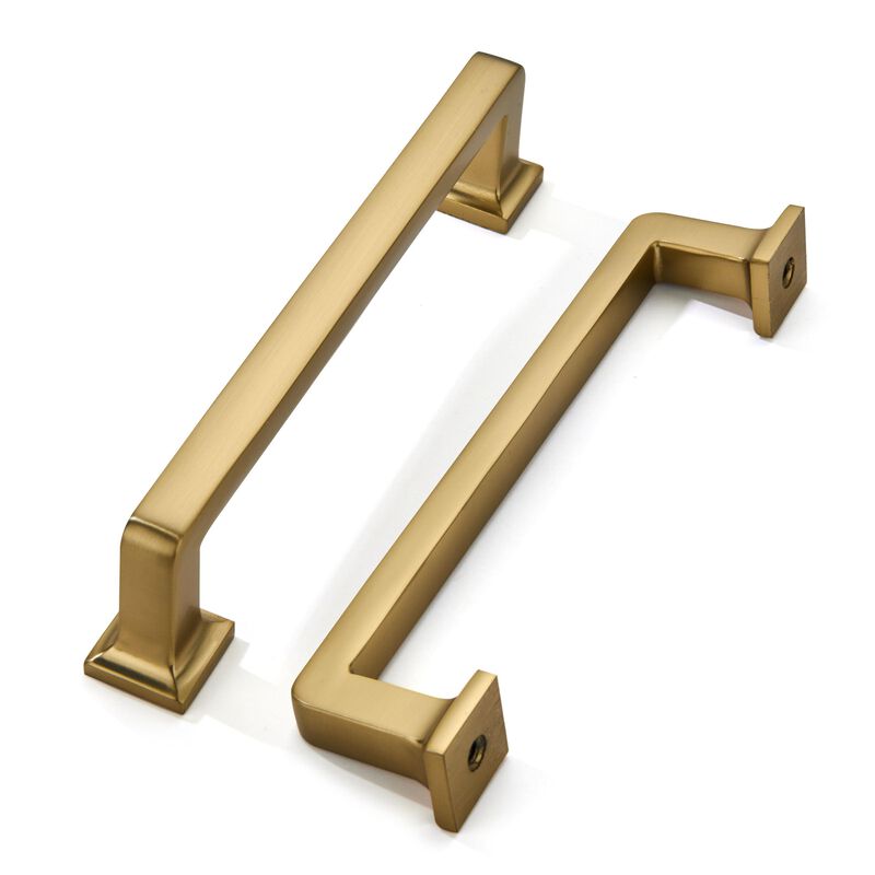 khtumeware 2 Pack Champagne Bronze Cabinet Pulls, 5 Inch(128mm) Hole Centers Antique Solid Satin Brass Cabinet Handles Kitchen H