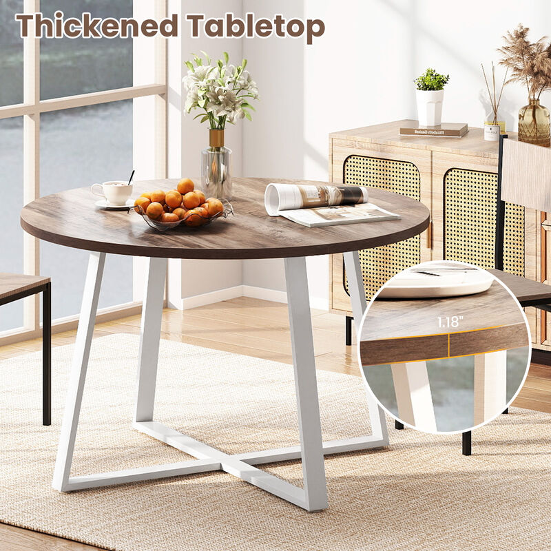 Round 47 Inch Dining Table with Stable X-Frame Base and Thick Top image number 4