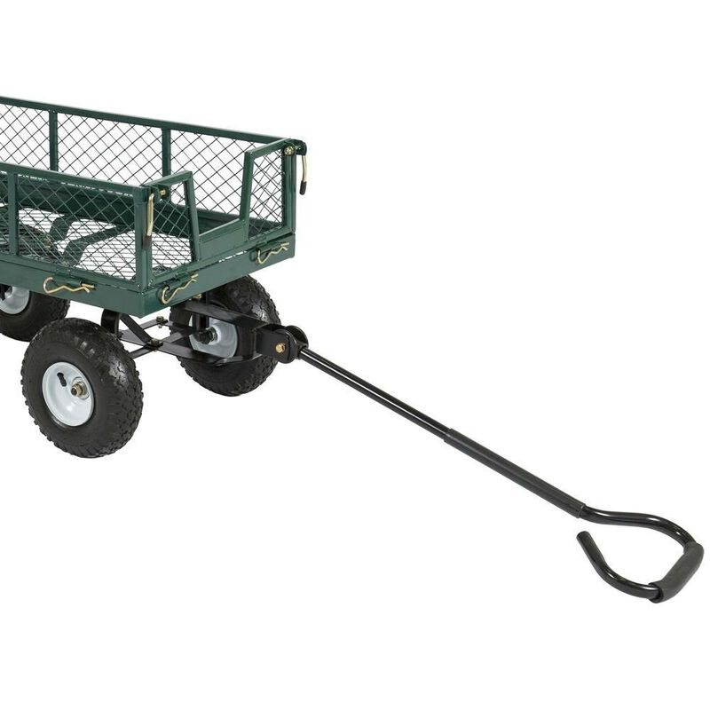Hivvago Heavy Duty Green Steel Garden Utility Cart Wagon with Removable Sides