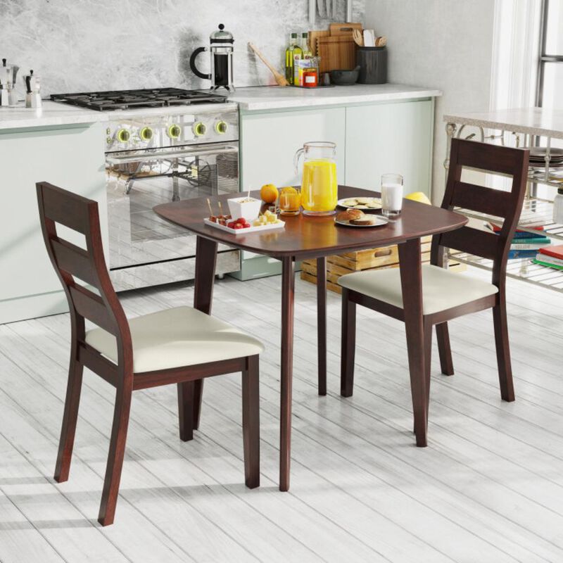 Hivvago 3-Piece Dining Table Set with Wooden Square Kitchen Table and 2 Chairs