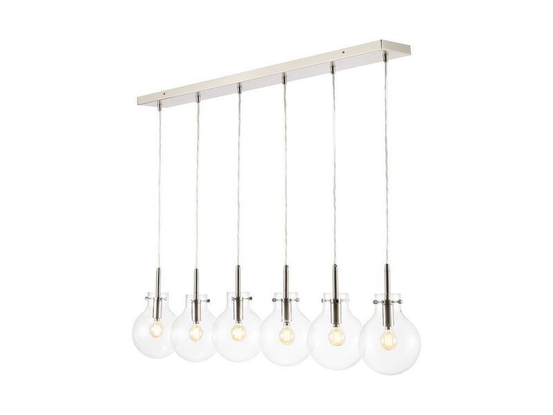 Harlow 6-Light Modern Contemporary Round Glass/Iron LED Linear Pendant