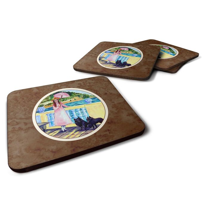 Caroline's Treasures 7267FC Lady With Her Schipperke Foam Coasters (Set of 4), 3.5, Multicolor