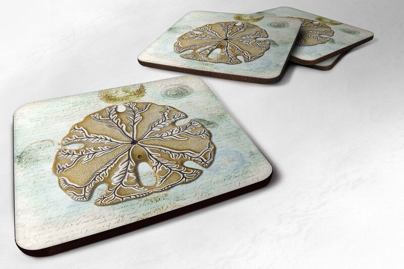 Caroline's Treasures SB3026FC Sand Dollar Foam Coasters (Set of 4), 3.5 H x 3.5 W, Multicolor