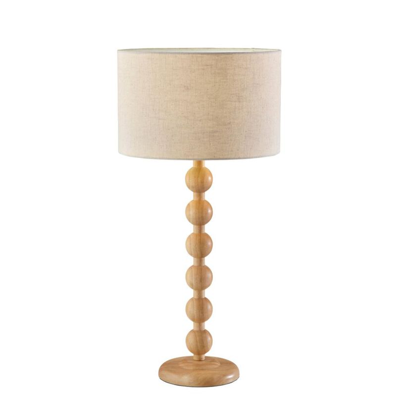 Hivvago 28" Brown Solid Wood Candlestick Table Lamp With Off White Drum Shade