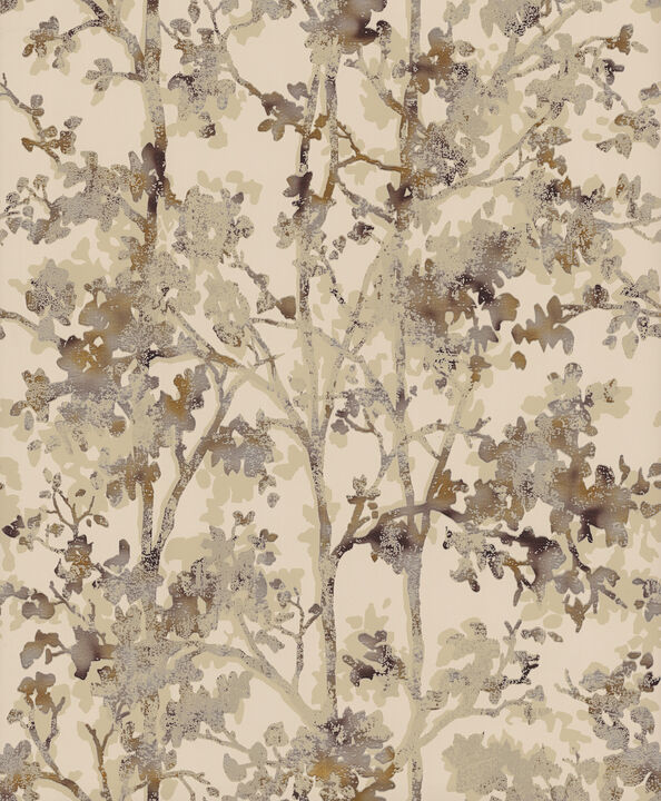 Shimmering Foliage Khaki Wallpaper
