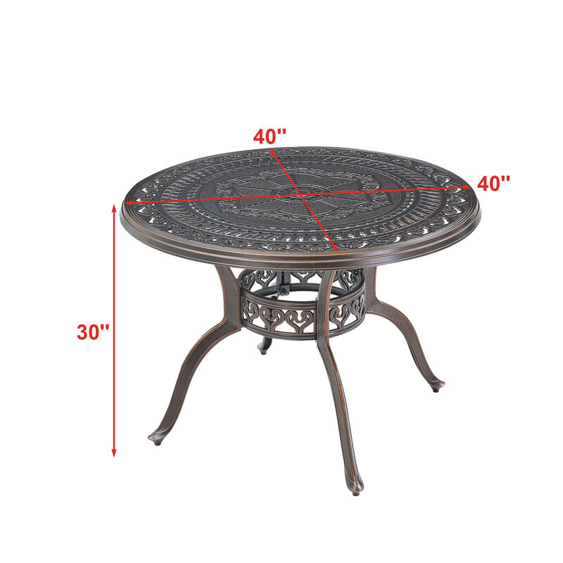 MONDAWE 5-Piece Elegant Cast Aluminum Patio Dining Set with Round Table & 4 Piece 360-degree Swivel Chairs