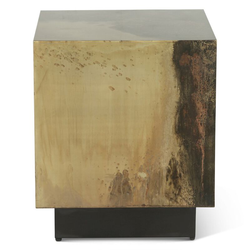 World Interiors St. George Square Side Table in Oxidized Copper