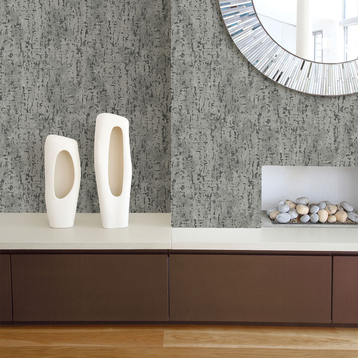 Malawi Dark Grey Leather Texture Wallpaper