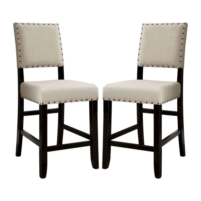 Simple Relax Set Of 2 Beige Fabric Upholstered Counter Height Chairs image number 0