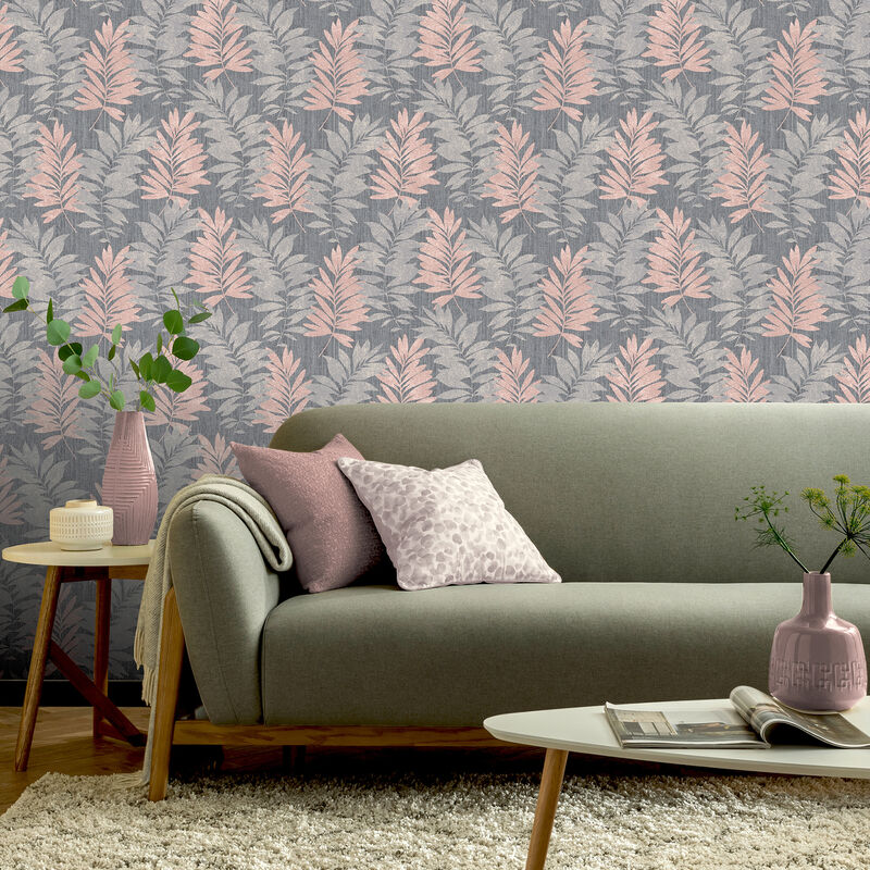 Bernis Slate Palm Leaf Wallpaper image number 5
