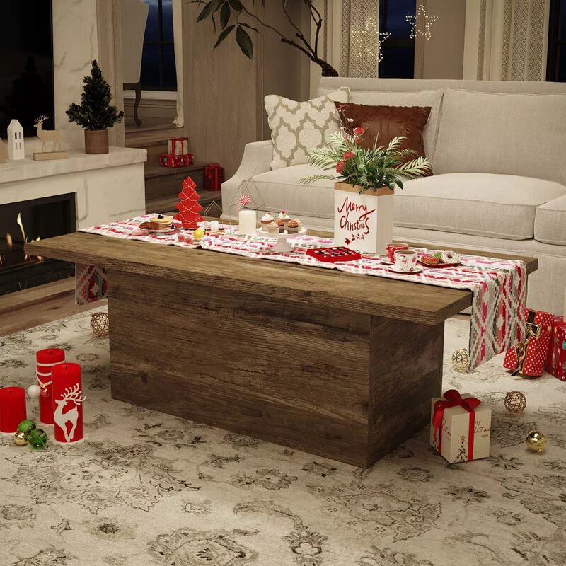 Coffee Table, Modern Engineered Wood Center Coffee Tables for Living Room, Home Office,Rustic Oak image number 1