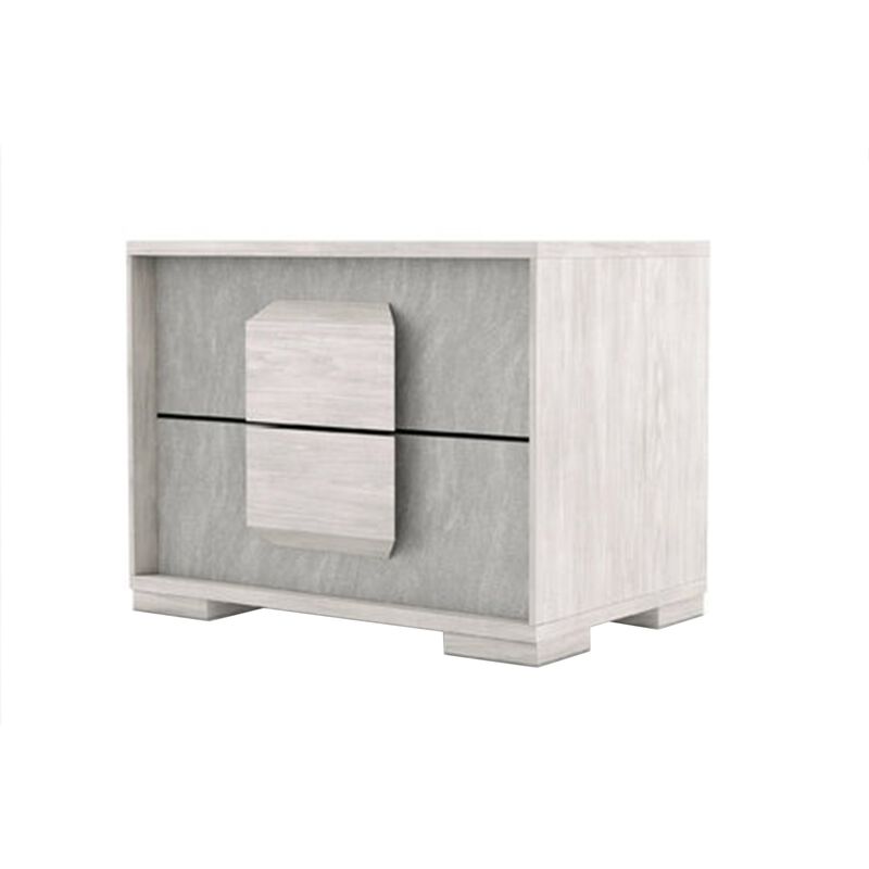 Queen Bedroom Set, White Wash, Stone Gray, 2 Piece Set with Nightstand image number 2