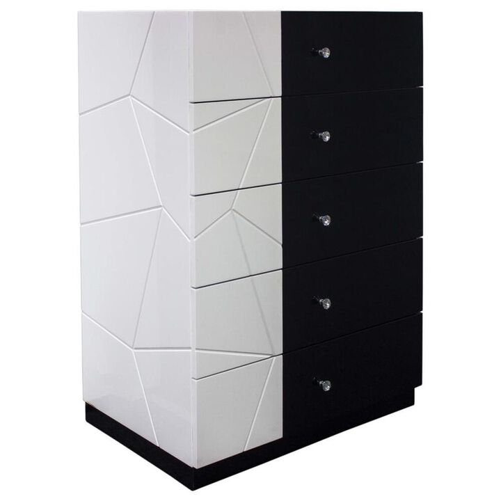 Best Master Furniture Best Master 5-Drawer Poplar Wood Bedroom Chest in White/Black