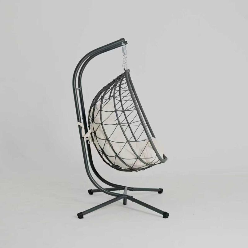 WOW PIONEER 2 Person Indoor Outdoor Hanging Egg Swing Chair with Stand Wicker Patio Hanging Basket Chair image number 3