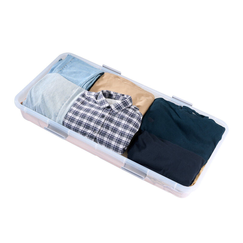 2 Pack Under Bed Storage Bins with Wheels, Rolling Organizer with Lid and Latch image number 3