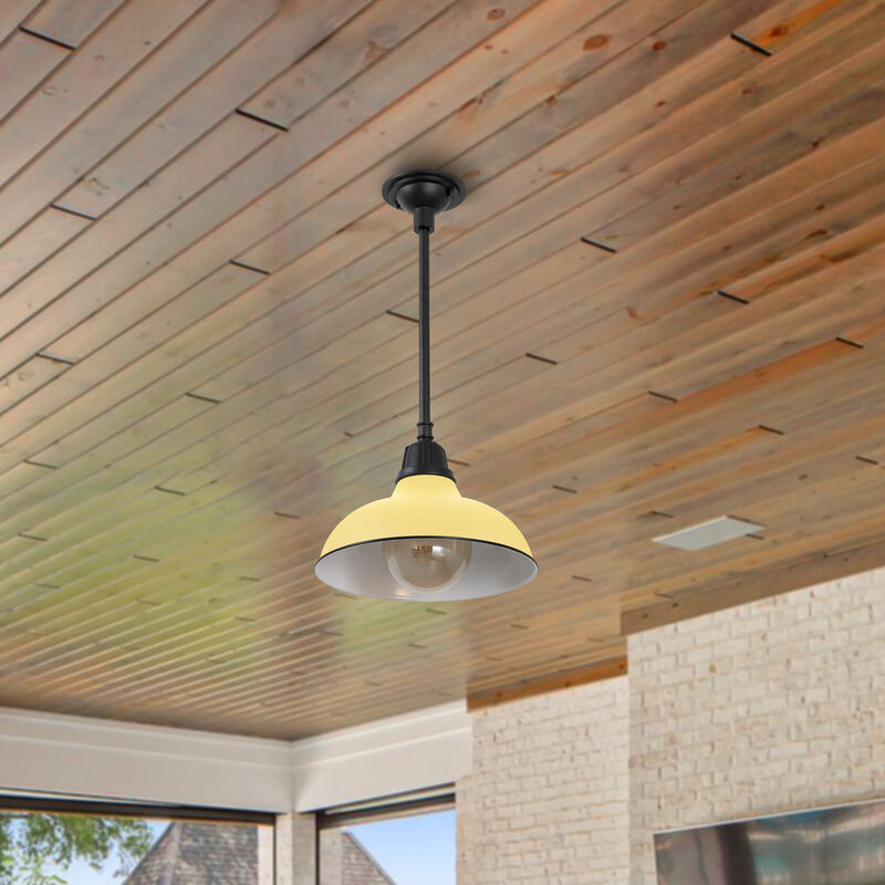 Jasper 12.25" 1-Light Farmhouse Industrial Indoor/Outdoor Iron LED Pendant