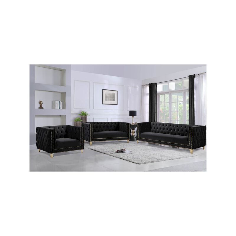 Meridian Furniture Michelle Black Velvet Loveseat