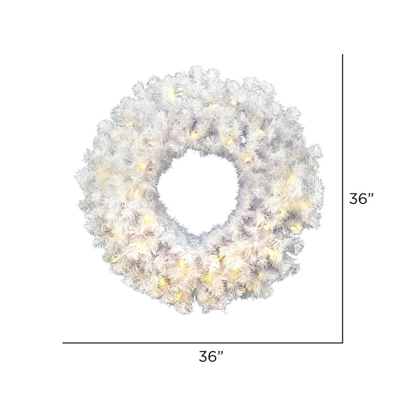 Vickerman 36" Crystal White Spruce Artificial Christmas Wreath, Warm White LED Mini Lights - Faux Spruce Christmas Wreath - Seasonal Indoor Home Decor image number 2