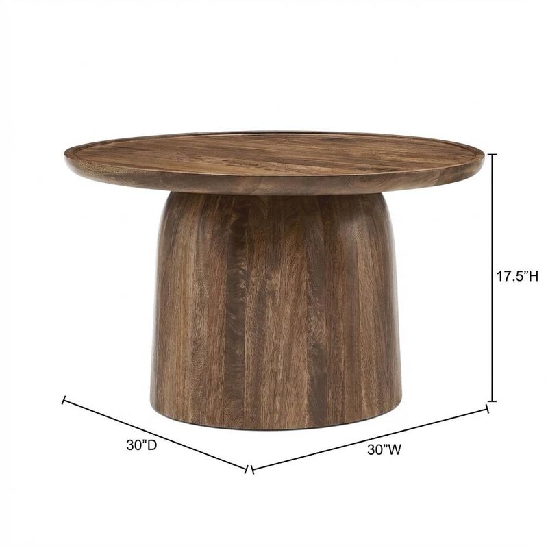 Round Wood Coffee Table with 17.5-inch Height and 30-inch Diameter image number 2