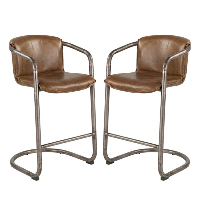 Starlight Canyon Home Leather Upholstered Counter Stool with Footrest, Bar Chair, Brushed Nickel image number 2