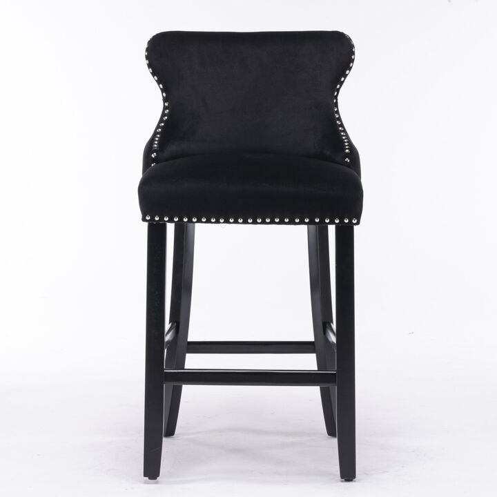 Streamdale Modern Velvet Wingback Bar Stools, Set of 2
