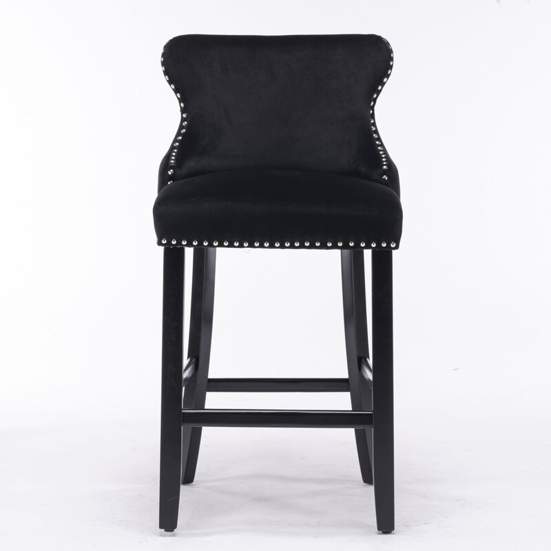 Streamdale Modern Velvet Wingback Bar Stools, Set of 2 image number 0