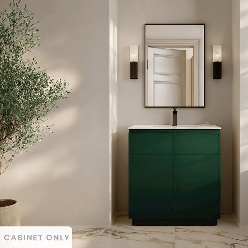 St. Tropez 36" Freestanding Bathroom Vanity Cabinet without Top in Green Oak image number 1