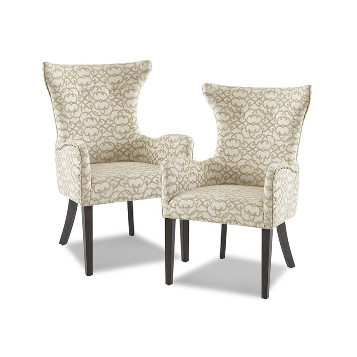 Gracie Mills Carlene Chic Upholstered Dining Chairs (Set of 2) - Pecan Finish
