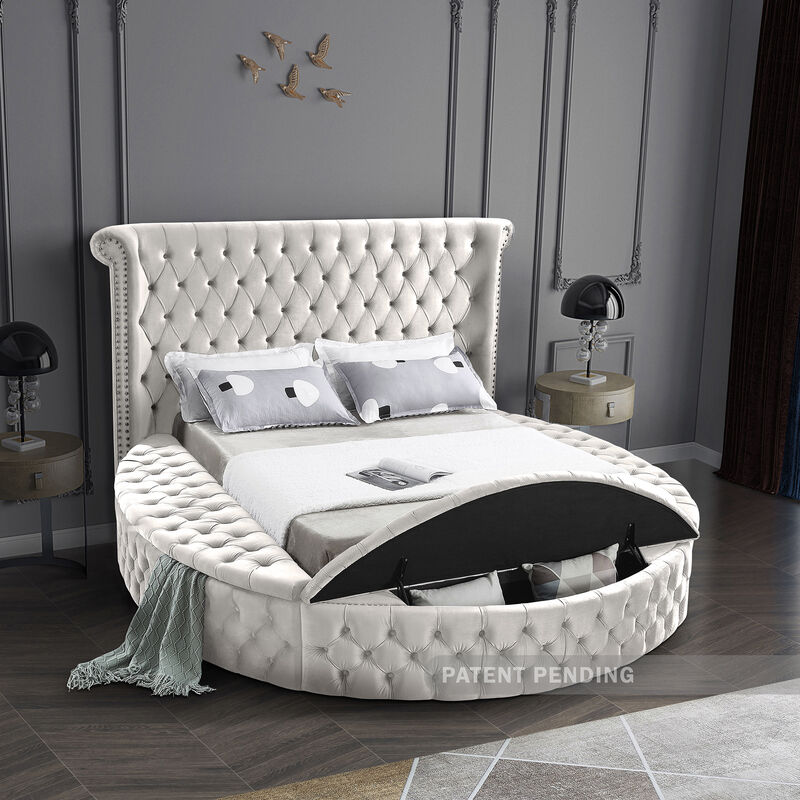 Meridian Furniture Luxus Cream Velvet Queen Bed