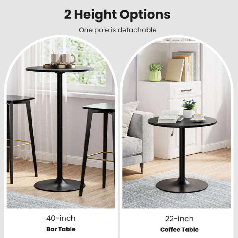 Hivvago Modern Round Cocktail Table with Metal Base and MDF Top