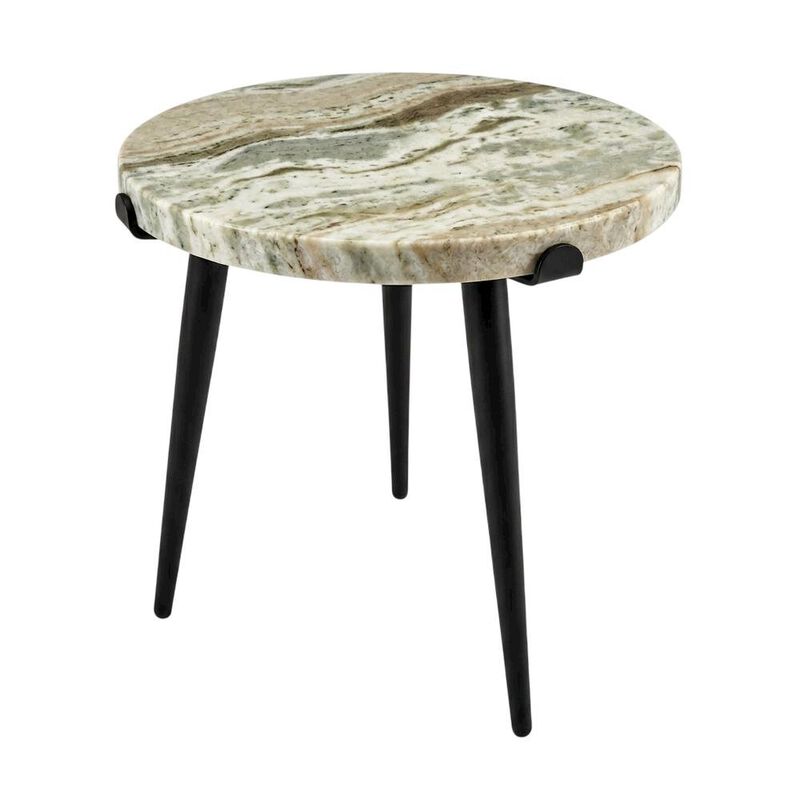 Starlight Canyon Home Marble Top Accent Table with Metal Legs, Contemporary Side Table,Brown image number 2