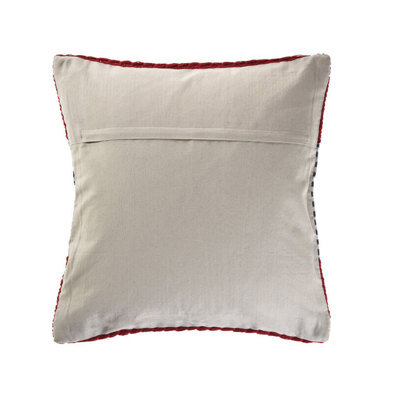 HomeRoots 20" Red And Blue Striped Cotton Blend Throw Pillow Cover image number 2
