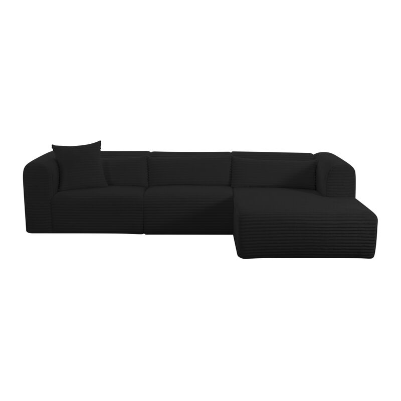 Tarra Fluffy Oversized Black Corduroy Modular RAF Sectional image number 2