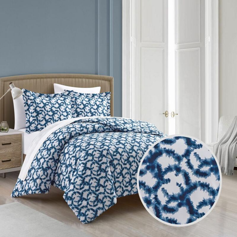 Chic Home Chrisley Duvet Cover Set Contemporary Watercolor Overlapping Rings Pattern Print Design Bedding - Pillow Shams Included - 3 Piece - King 104x90", Navy